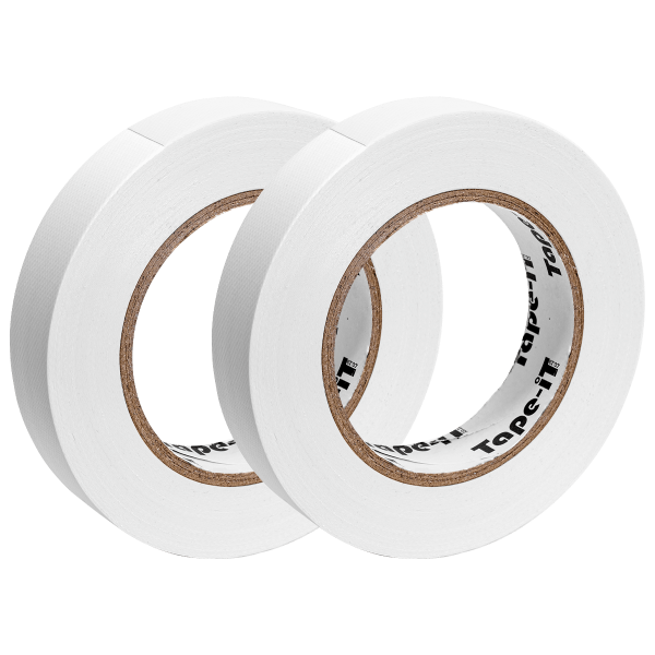 2 Pack of White Gaffer Tape by Tape-iT, 1inch/24mm wide and 25m Long Product Image | Ti2425WG2