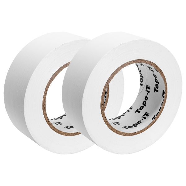 2 Pack of White Gaffer Tape by Tape-iT, 2inch/48mm wide and 25m Long Product Image | Ti4825WG2