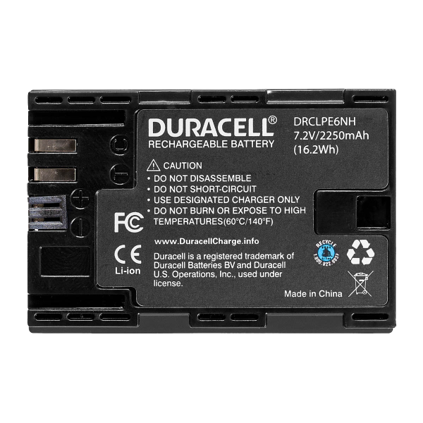 Canon LP-E6NH Camera Battery by Duracell Back View | DRCLPE6NH