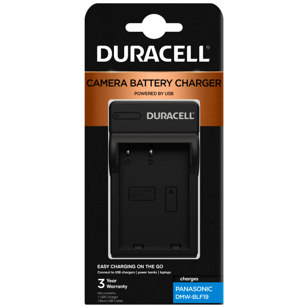 Charger for Panasonic DMW-BLF19 Battery by Duracell in Packaging | DRP5960