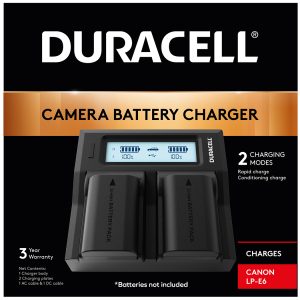 Dual Charger for Canon Lp-E6 Battery by Duracell box | DRC6103-EU