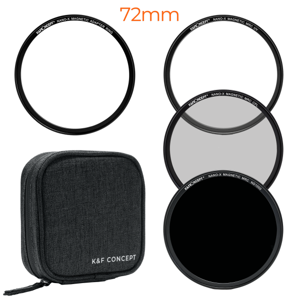KandF 72mm Magnetic Filter Kit  with UV a CPL and ND1000 in a Pouch Product Image | SKU.1655