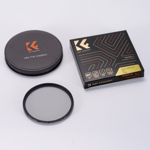 KandF Black Diffusion 1/8 Mist Effect Filter Image of it in Packaging | Nano-X Series