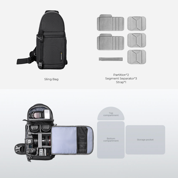 KandF Slim-Shooter Sling Style Camera Bag for Photographers Configurations | KF13.141