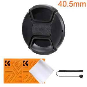 K&F 40.5mm Lens Cap Kit with two Lens Cloths and an Attachment Strap Product Image | SKU.2014