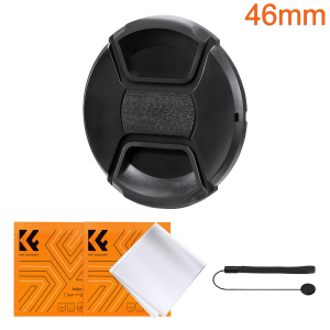 K&F 46mm Lens Cap Kit with two Lens Cloths and an Attachment Strap Product Image | SKU.2016