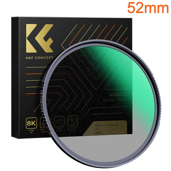 K&F 52mm 1/2 Black Mist Diffusion Effect Filter from the Nano-X Series Product Image | KF01.1649