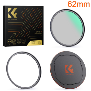 K&F 62mm Magnetic Circular Polariser (CPL) with lens cap from the Nano-X Series Product Image | SKU.1704