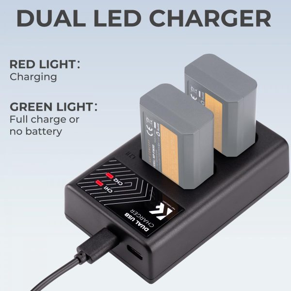 K&F USB Powered Dual Charger for Sony FW-50 Batteries Details Image | KF28.0009