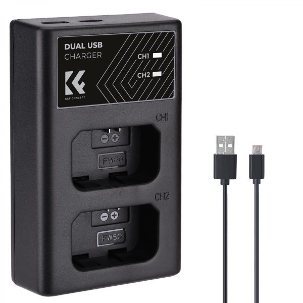 K&F USB Powered Dual Charger for Sony FW-50 Batteries Product Image | KF28.0009