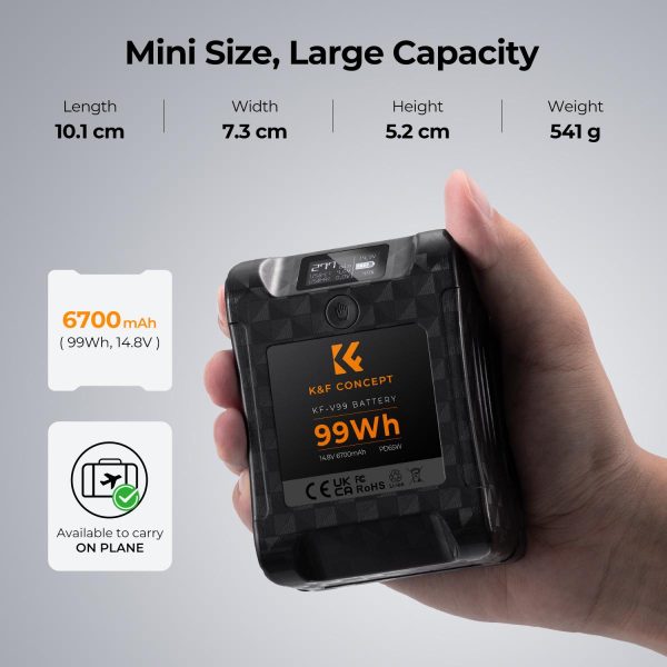 K&F Mini V-Mount Battery at 99Wh and 6700mAh Specifications Image | KF28.0024