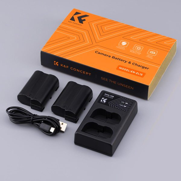 K&F Nikon EN-EL15 Battery Kit with 2 x Batteries and a Dual Charger Image of What's in the Box | KF28.0012