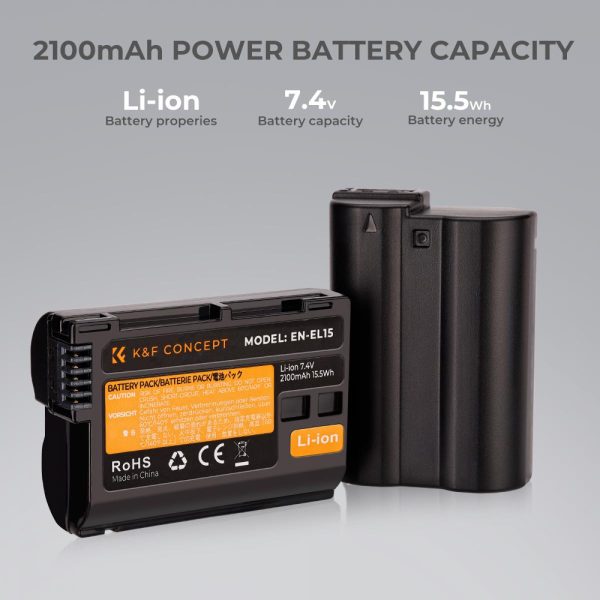 K&F Nikon EN-EL15 Battery Kit with 2 x Batteries and a Dual Charger Included Batteries | KF28.0012
