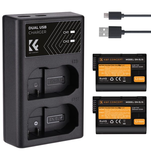 K&F Nikon EN-EL15 Battery Kit with 2 x Batteries and a Dual Charger Product Image | KF28.0012