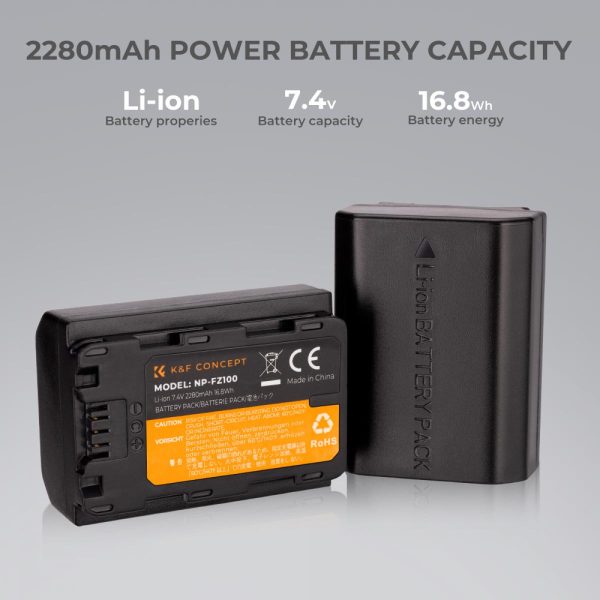K&F Sony FZ-100 Battery Kit with 2 x Batteries and a Dual Charger Included Batteries | KF28.0016