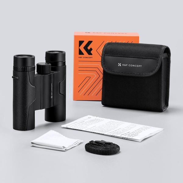 KandF Super Compact 10x25 Binoculars Image of What's in the Box | KF33.070