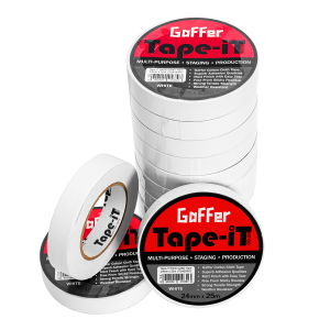 12 Pack of White Gaffer Tape by Tape-iT, 1inch/24mm wide and 25m Long in Packaging | Ti2425WG1212