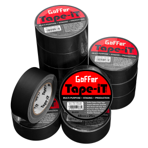 12 Pack of Black Gaffer Tape by Tape-iT, 2inch/48mm wide and 25m Long Product Image | Ti4825BG12