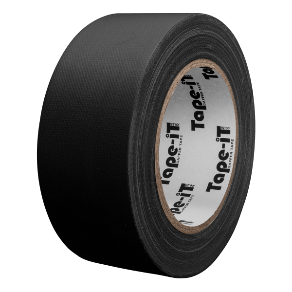 Roll of Black Gaffer Tape by Tape-iT, 2inch/48mm wide and 25m Long Product Image at 30 Degree angle | Ti4825BG