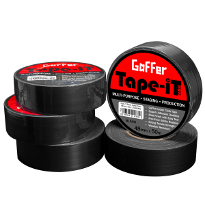 5 Pack of Black Gaffer Tape by Tape-iT, 2inch/48mm wide and 50m Long Product Image | Ti4850BG5