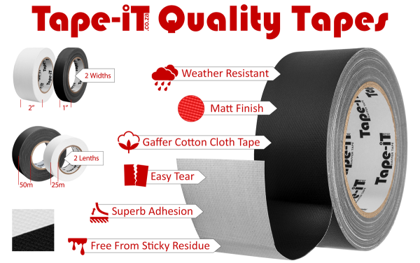 Features and Specifications of Tape-iT gaffer tape labled